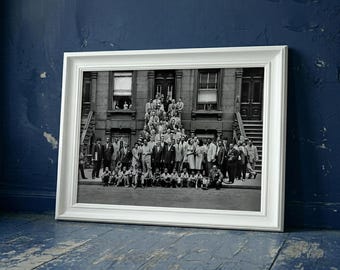 Jazz Portrait Print | A Great Day in Harlem | Art Kane's Classic Photograph Vintage - Wooden Framed MDF Print Kitchen Wall Art