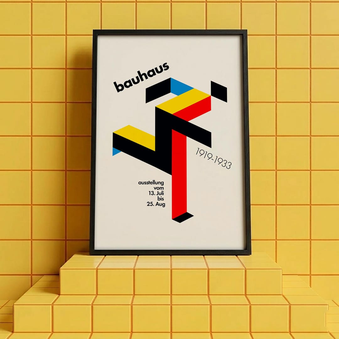 Bauhaus Poster Wooden - Vintage Framed Wall Art, Modern Home MDF