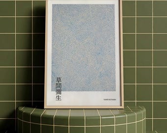 Yayoi Kusama Blue Infinity Nets, Japanese Wall Art, Yayoi Kusama Pattern Print, Modern Wall Decor