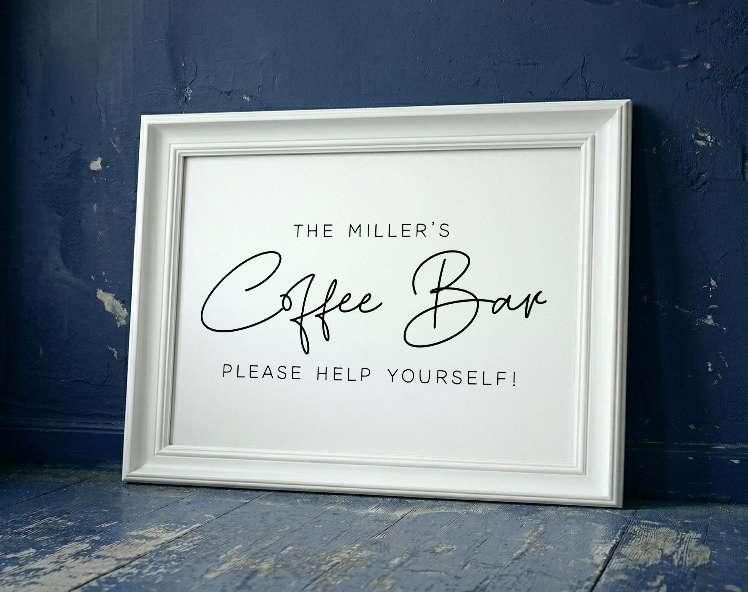 Personalized Coffee Bar Sign, Custom Coffee Station, Wood Sign, Last ...