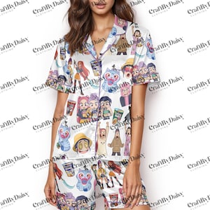 K-Pop Demon Hunters Huntrix Satin Pajamas Set, KPop Demon Hunters Rumi Zoey Mira Sleepwear, Short & Long Sleeve Pjs, Gift For Kpop Lovers