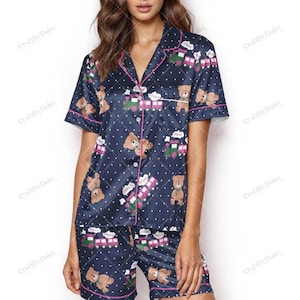 K-Pop Demon Hunters Satin Pajama Set, KPop Demon Hunters Rumi Jinu Choo Choo Train Sleepwear, Short & Long Sleeve Pjs, Gift For Kpop Lovers