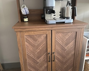Coffee Bar Cabinet with Storage and Charging Station