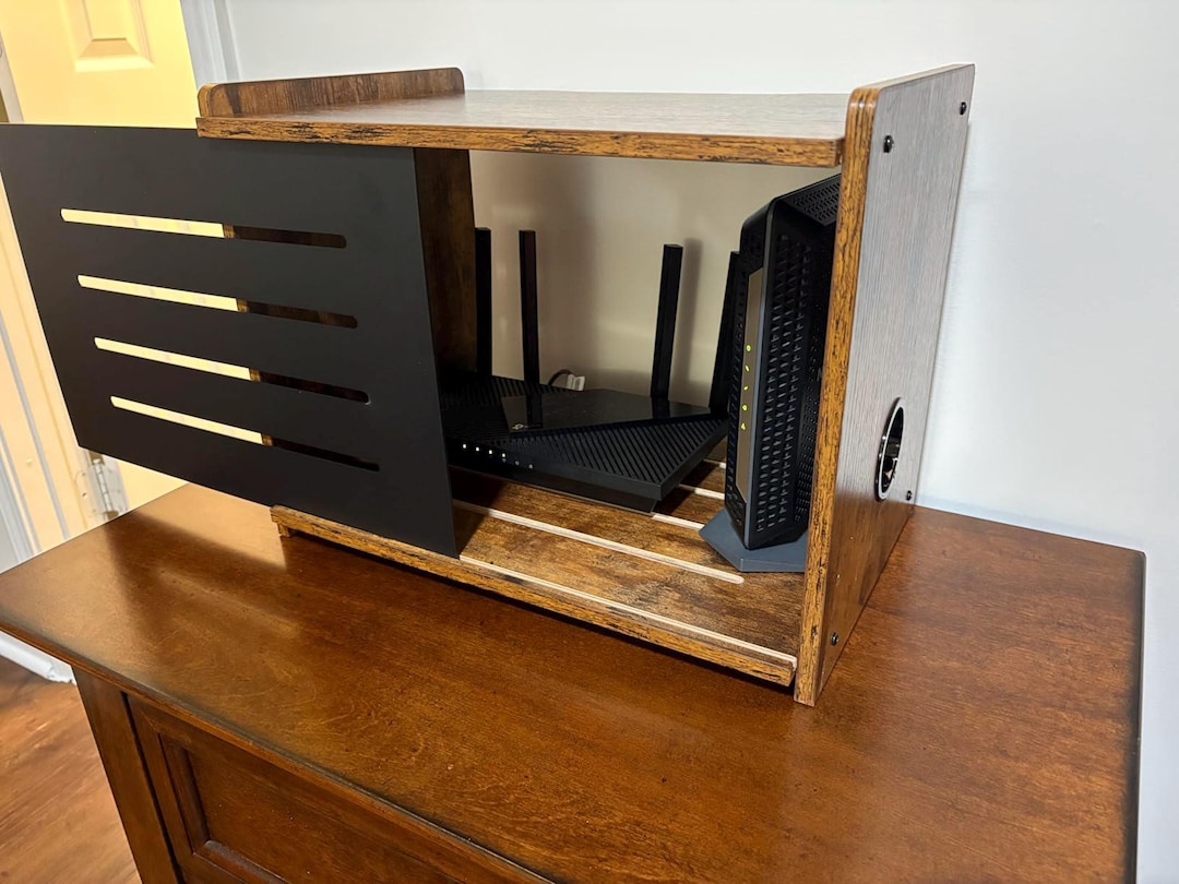Wood Router Shelf Wifi Box Hider Cable Management Organizer - Etsy