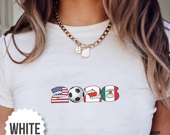 World Cup 2026 Shirt, Coastal Girl Aesthetic Baby Tee, Mexico USA Canada Flag Tee, 90s Vintage Sporty Top, Retro Collegiate Soccer Fan Cloth