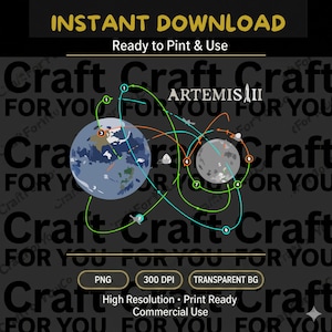 Artemis II Mission Patch SVG, Lunar Orbit Design, NASA Inspired (Digital Download)