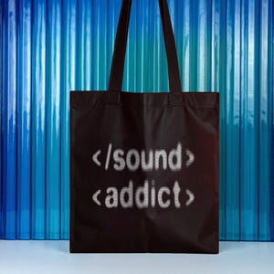 Sound Addict Techno Tote Bag, Y2K Rave Cyber Streetwear Shopper