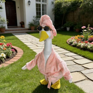23 inch eend badjas outfit, schattig tuingans kostuum, grappig tuindecor, spa badjas voor veranda gans, nieuwigheid eend accessoire, grappig cadeau-idee