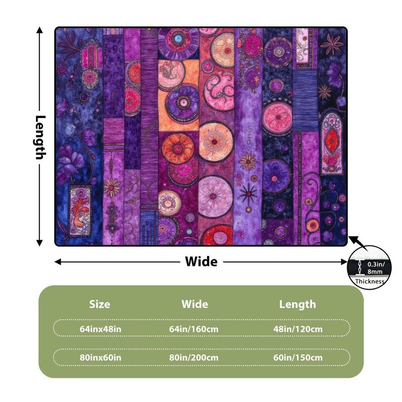 Purple Area Rug, Modern Geometric Carpet For Living Room, Pink Boho Floor Mat image 2