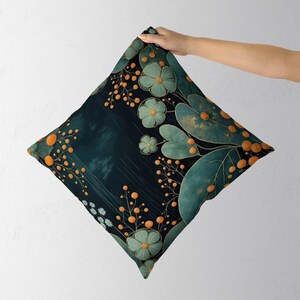 Teal Leaves Throw Pillow Cover, Cushion Cover Leaf, Tropical Modern Vintage