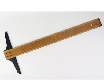 Vintage T-Square- Post- Wooden- Antique- Architect's Tool- Drafting Tool- Mid Century- 7827-24, 23- Black Head- Builder's Tool- Antique