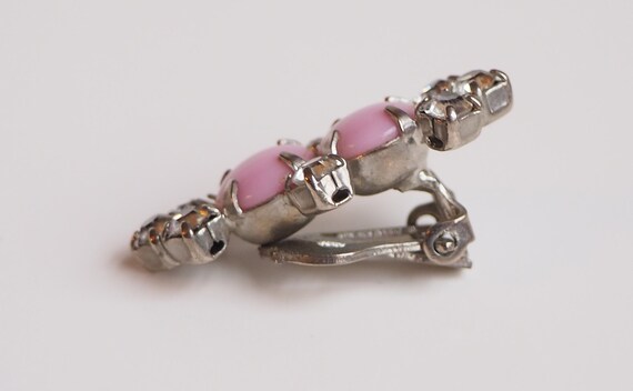 Pink Milk Glass Rhinestone Parure Jewelry Set- Ne… - image 5
