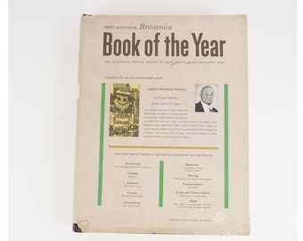 1967 Britannica Book of the Year 1967 Edition with dust cover- Large Hard Cover Book- Vintage Original First Edition- 1966 Birthday gift-