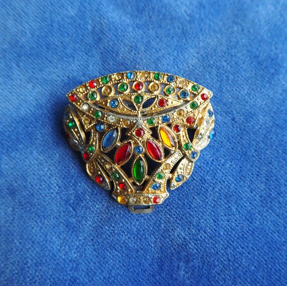 Antique Victorian Edwardian Jewel Tone Paste Rhin… - image 2