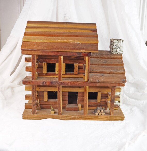 Log Cabin Bird House Amazing Huge Vintage Antique Cedar Etsy