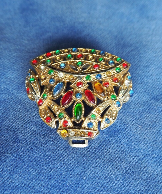 Antique Victorian Edwardian Jewel Tone Paste Rhin… - image 3