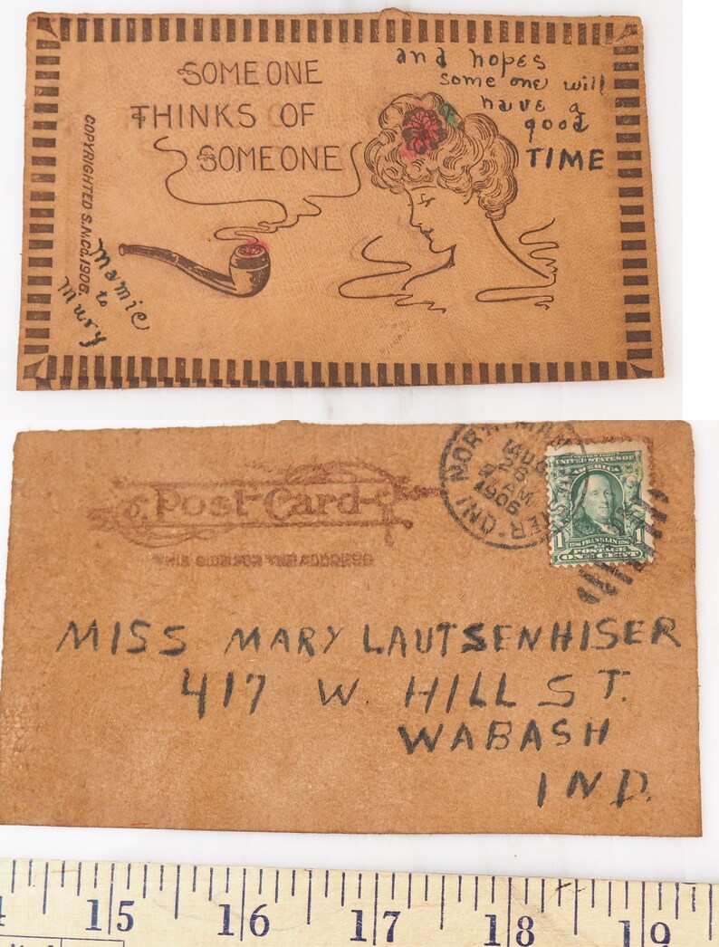 Antique Leather Postcards Lot of 3 three Early 1900's Etsy