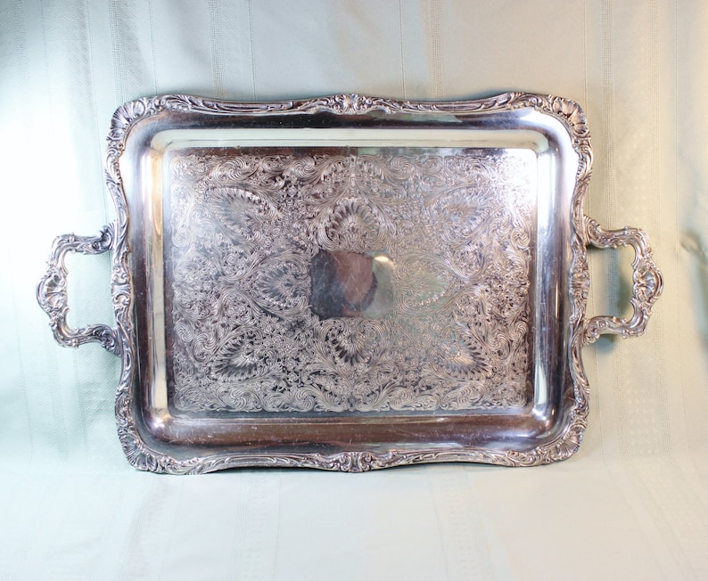Silver Plate Tray Wm Rogers 290 Vintage Serving Tray Large | Etsy