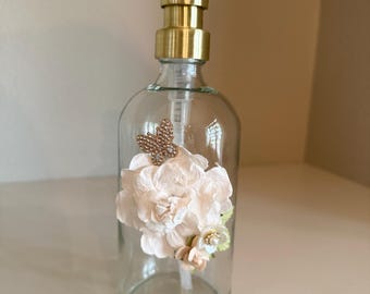 Floral Soap Dispenser: Elegant Botanical Bath Decor, Kitchen Accent