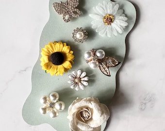 Floral Magnetic Wine Charms: Wedding Favors, Party Drink Markers, Hostess Gift, Set of 8