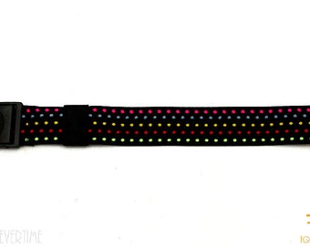 Pop Swatch 30mm Black w/ Rainbow Polka Dots Stretch Nylon Watch Band Strap