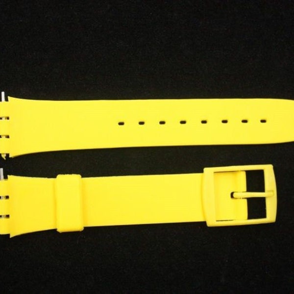 Yellow Soft PVC Rubber Replacement Watch Band fits Swatch Watches 12mm / 17mm