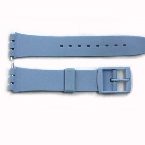 17mm Light Blue Soft PVC Rubber Replacement Watch Band fits Swatch Watches