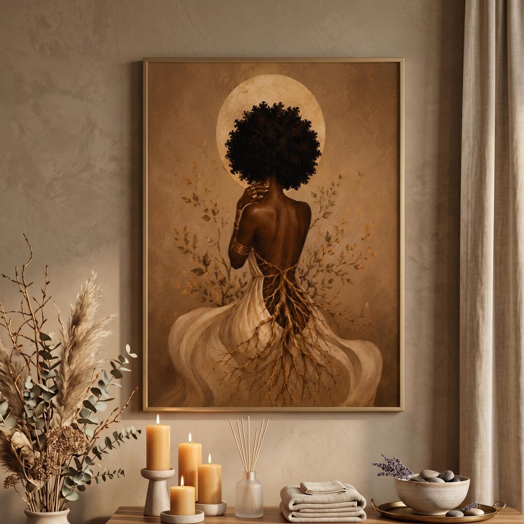 Black Woman Tree Roots Wall Art Print, Spiritual Afro Digital Download ...