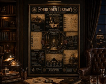 Set di poster della Biblioteca Proibita / Stampe dell'Archivio Segreto Dark Academia (Download digitale)