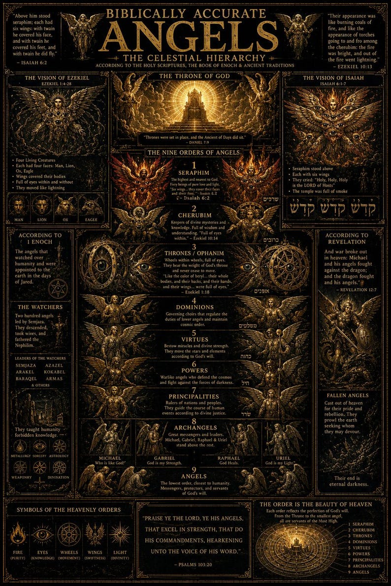 Biblically Accurate Angels Poster | Celestial Hierarchy, Book of Enoch ...
