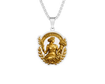 Collana con medaglione della dea romana Fortuna / Ciondolo con foto personalizzata