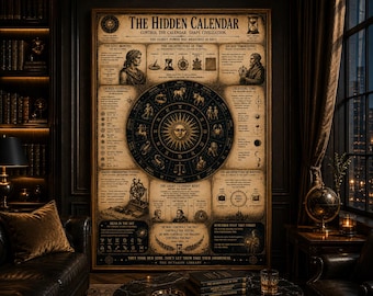 Poster del calendario nascosto / Dark Academia, Occult Zodiac Archive Stampa (Download digitale)