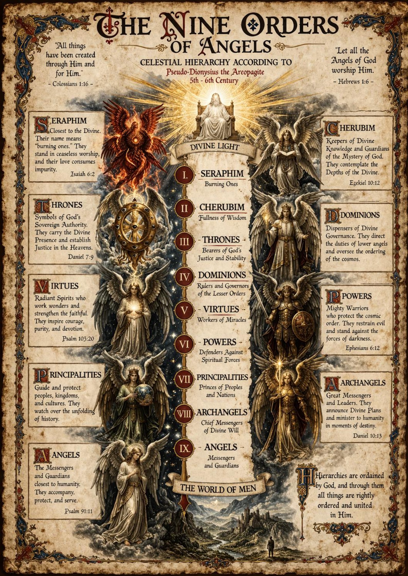 Nine Orders of Angels Poster – Celestial Hierarchy Chart (A1 Printable ...