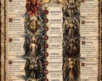 Poster med nio änglars ordnar – Celestial hierarki (utskrivbar A1)