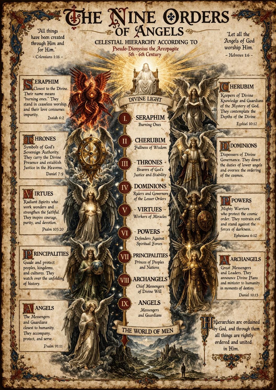 Nine Orders of Angels Poster – Celestial Hierarchy Chart (A1 Printable ...