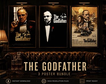Pacchetto di poster de Il Padrino / Poster da parete con Marlon Brando e la mafia / Set di poster di film classici / Download digitale