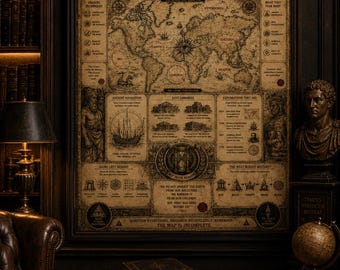 Mappa delle civiltà dimenticate / Archivio dei mondi perduti di Dark Academia (stampa digitale)