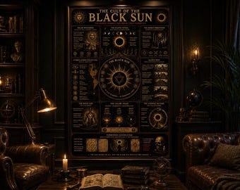 Poster del Culto del Sole Nero / Opera d'arte murale Occult Dark Academia (Download digitale)