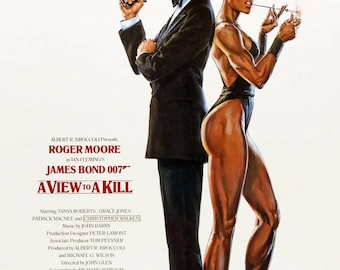 007 - Bersaglio mobile (1985) – Locandina vintage del film di James Bond da scaricare / Opera d'arte da parete del film di spionaggio 007 con Roger Moore / Stampa cinematografica retrò / Digitale