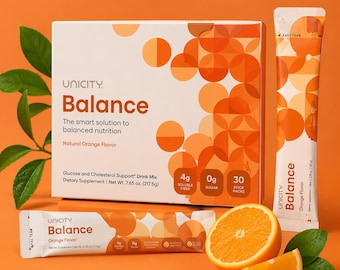 Unicity Balance Orange Drink Mix | Glucose Support, 4g Fiber, 0g Sugar (30 Stick Packs)