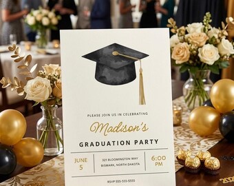 ¡Celebra este gran hito! / Invitación de graduación digital minimalista