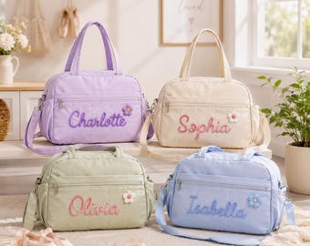 Personalized Embroidered Name Dance Bag, Custom Handmade Gym Duffel, Cheerleading Overnight Tote, Kids Travel Bag, Birthday Gift for Girls