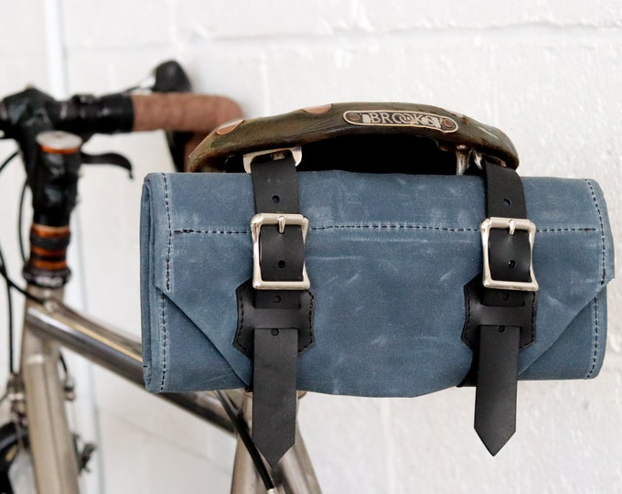 Bike Tool Roll Waxed Canvas / Saddle Bag Bicycle mechanic tool kit / Made with recycled bike tubes / Handmade in Canada