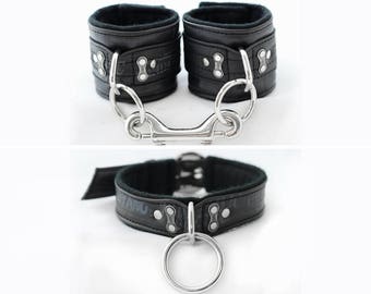 Vegan Bdsm/Bondage Cuffs and Collar Restraints SET / Made from Recycled Bike Tubes (Mature content)