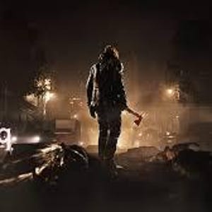 Puede incluir: Una persona sosteniendo un hacha, silueteada contra un fondo oscuro y humeante. La imagen tiene un ambiente cinematogr&aacute;fico, con poca luz y una sensaci&oacute;n de misterio. La palabra "req" es parcialmente visible en primer plano.