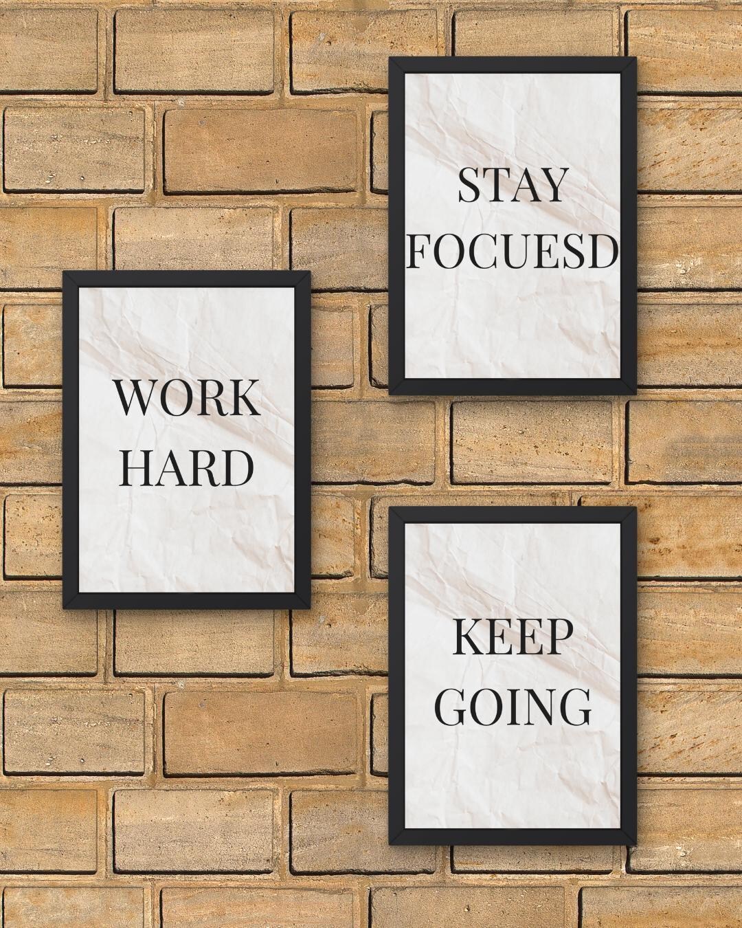 3 Motivational Quotes Wall Art Bundle: Modern Minimalist Home Office ...