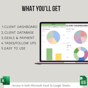 Client Tracker CRM Spreadsheet | Google Sheets Excel Task Manager (Instant Download)
