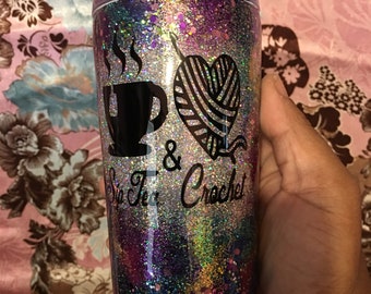 Sip Té y crochet glitter craze tumbler