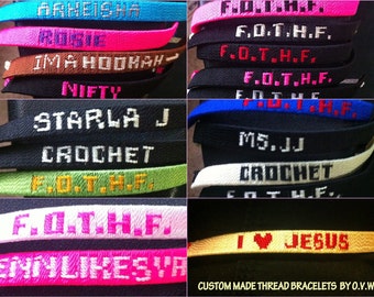Pulseras de hilo de letras hechas a medida
