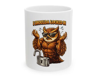 Copy of Gotta Lock In Owl Illustration Mug | Ceramic Coffee Cup